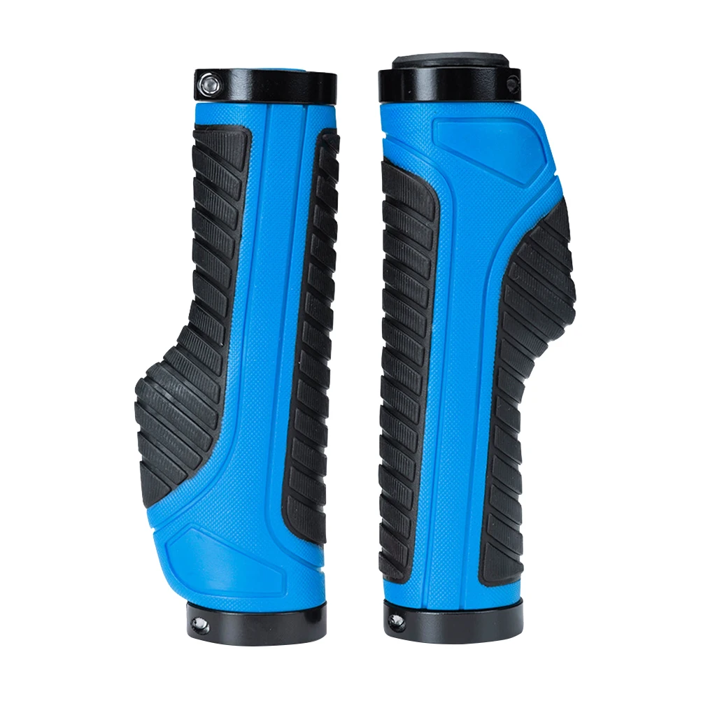 

2 Pair Rubber Handle Cover Mountain Cycling Handle Bar Anti-slip Grips Handlebar Grips (Black and Blue)