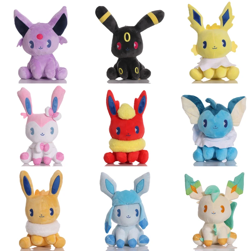 9pcs/lot Pokemon Eevee Plush 25cm Q Version Umbreon Sylveon Vaporeon Espeon Glaceon Flareon Jolteon Plush Stuffed Toys Kids Gift