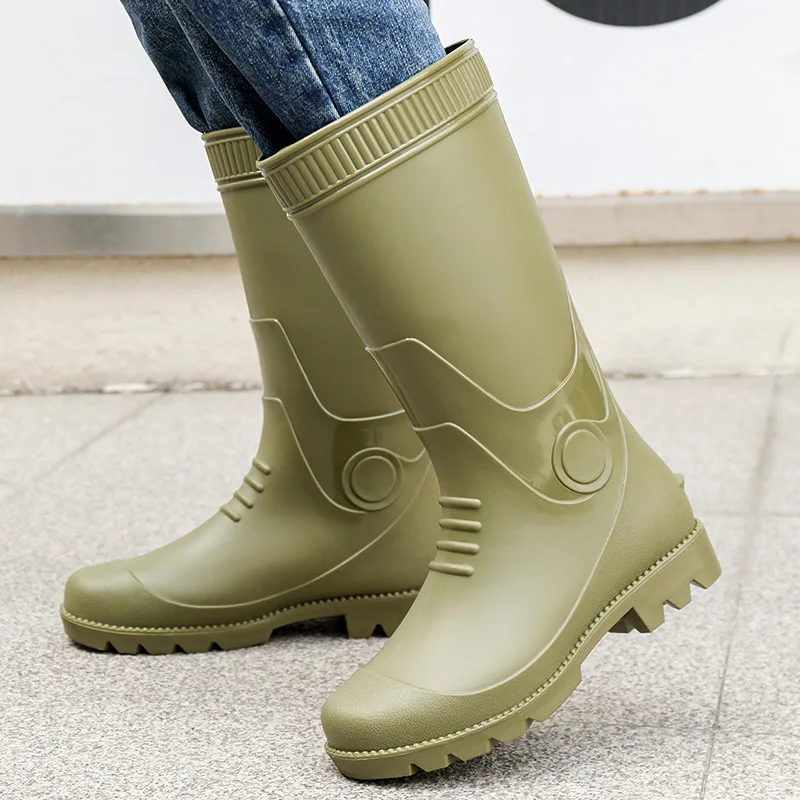 Fashion Boots for Couples High Rain Shoes Waterproof Galoshes Husband Fishing Work Garden Rainboots Women and Men Rubber Shoes