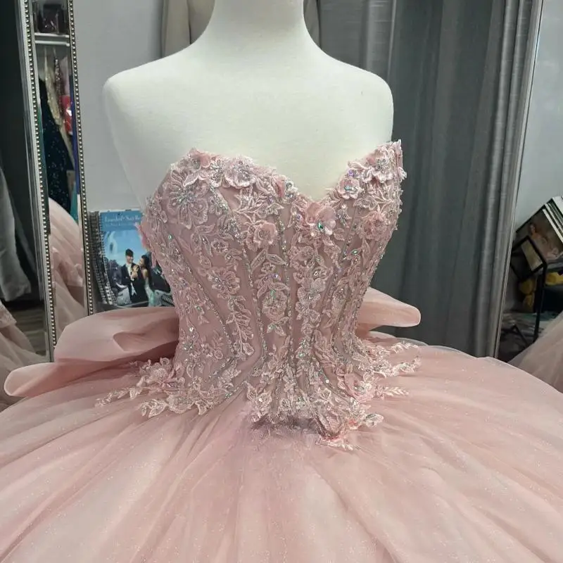 Poinrobe de Quinceanera avec nœud appliques et biscuits, jolie robe à plis chérie, mancherons, robe éducative personnalisée, 15