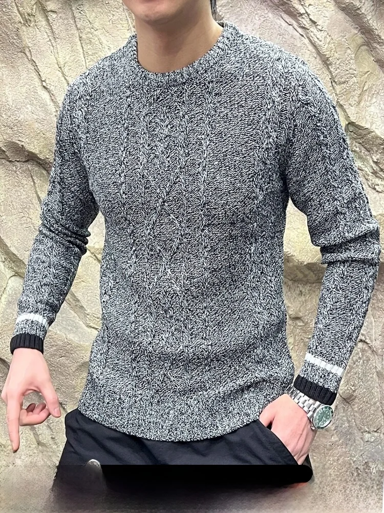 

Soft And Warm Wool Blend Knitted Sweater Casual round Neck Craft for Autumn Winter Couple Leisure Knitwear Coat Comfortable
