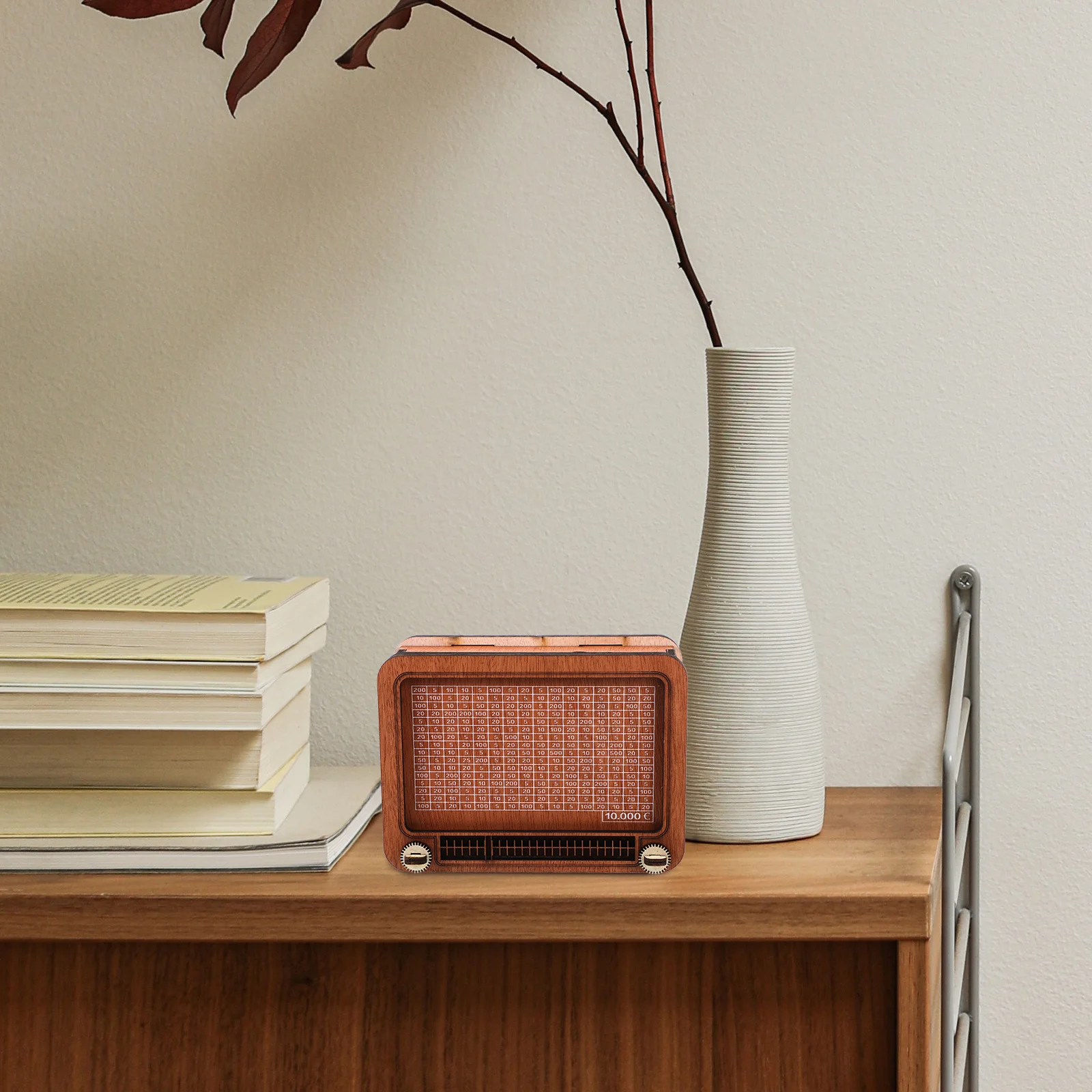 

Wooden Radio Piggy Bank Money Pot Coin Container Saving Bank Creative Home Decoration Wooden Money Box Radio Shaped Coin Jar