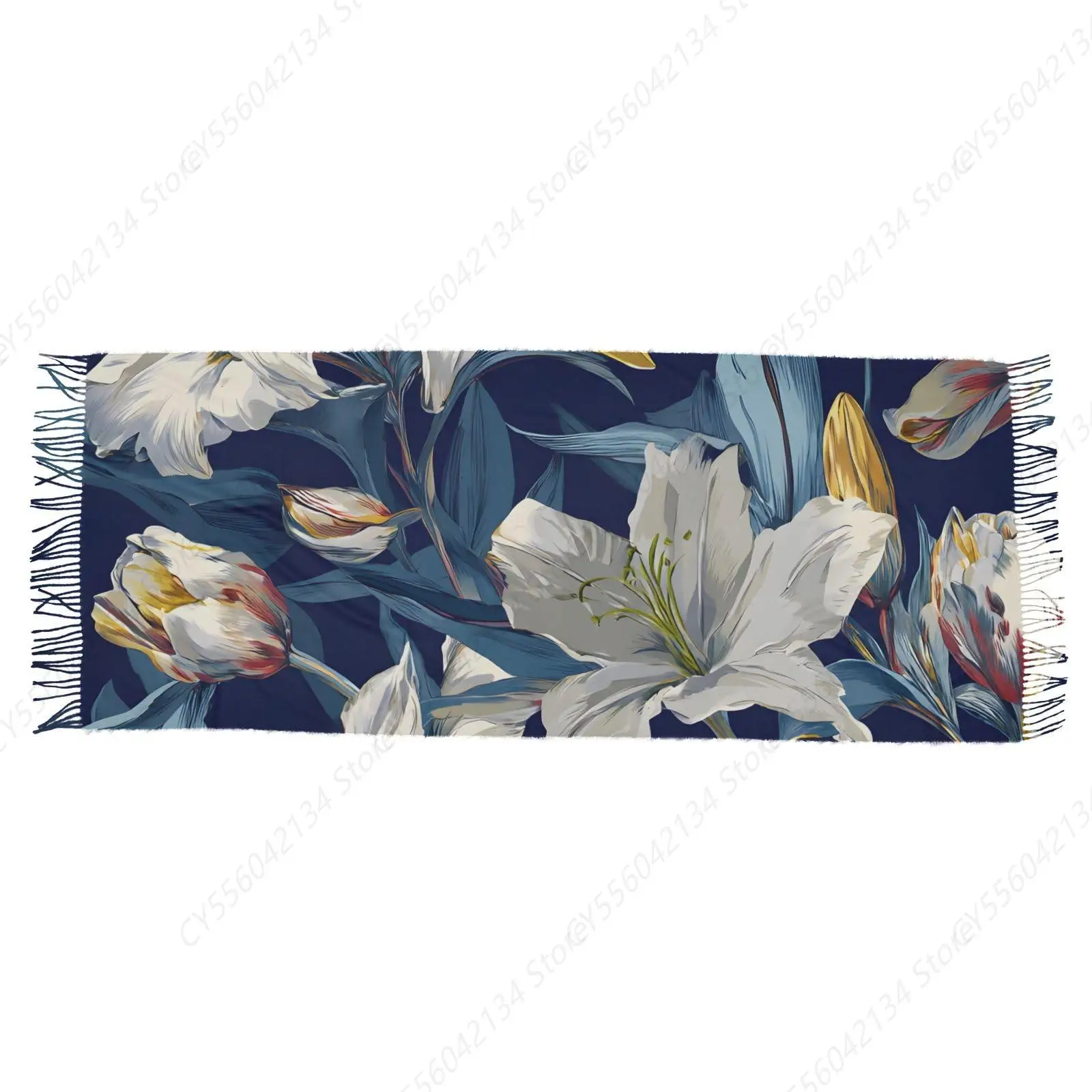 

Зимний женский шарф с акварельным узором лилии, шаль из кашемира, большой размер 86*30 дюймов, зима/осень, теплая женская шаль с запахом