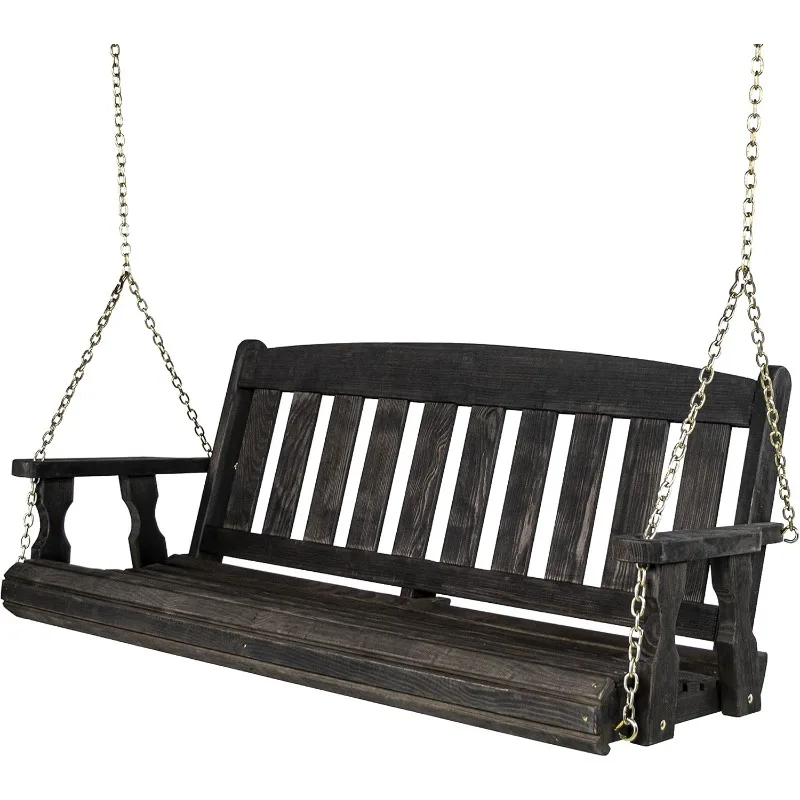

Casual Heavy Duty 800 Lb Mission Treated Porch Swing with Hanging Chains (4 Foot, Semi-Solid Black Stain)