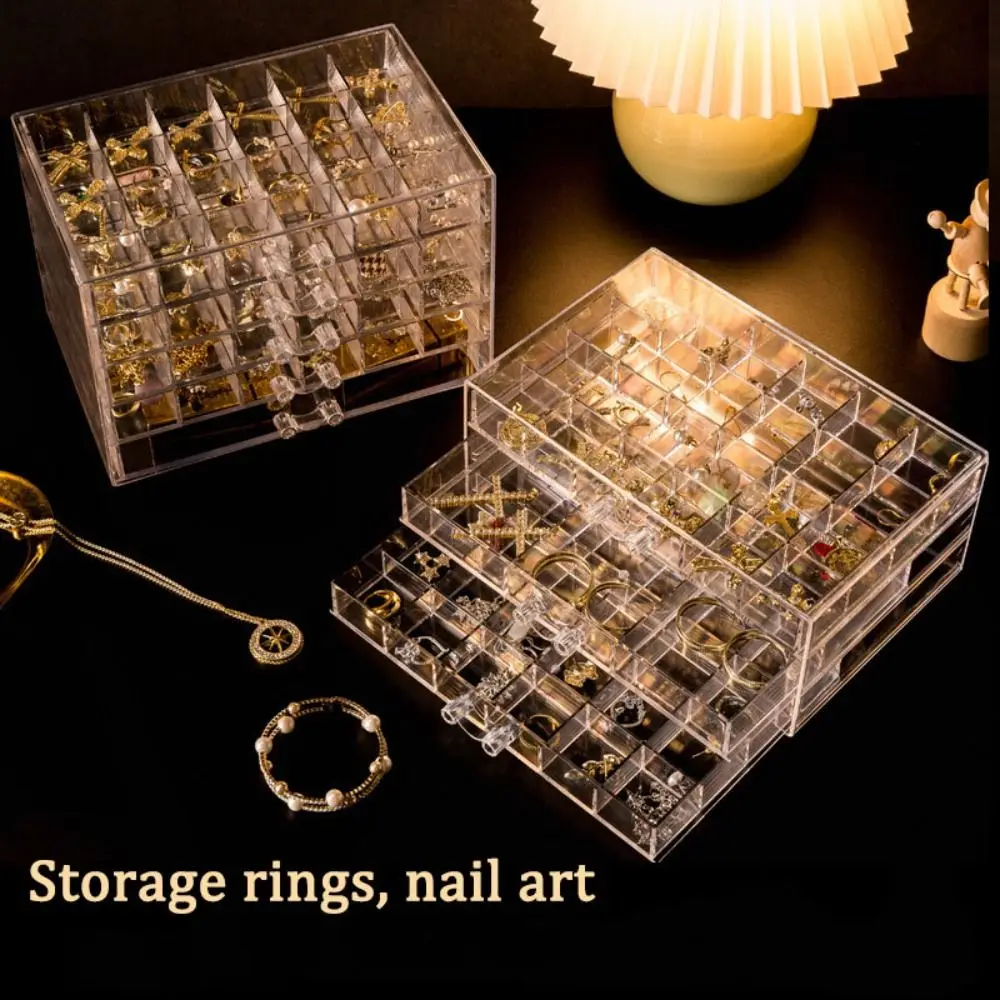 

120Grids Jewelry Storage Box Acrylic Drawer Style Nail Art Organizer Box Ring Earring Compartment Jewelry Sorting Box Desktop
