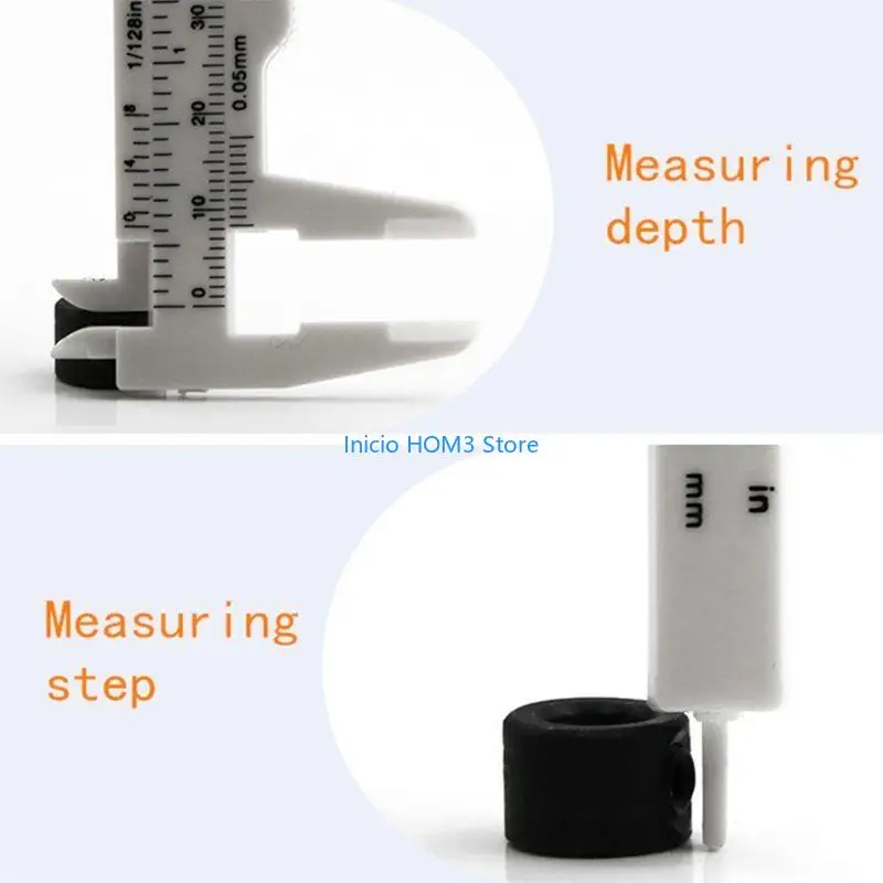 A5YD 2PC 0-80mm 이중 규칙 규모 스케일 플라스틱 버니어 캘리퍼 측정 학생 미니 도구