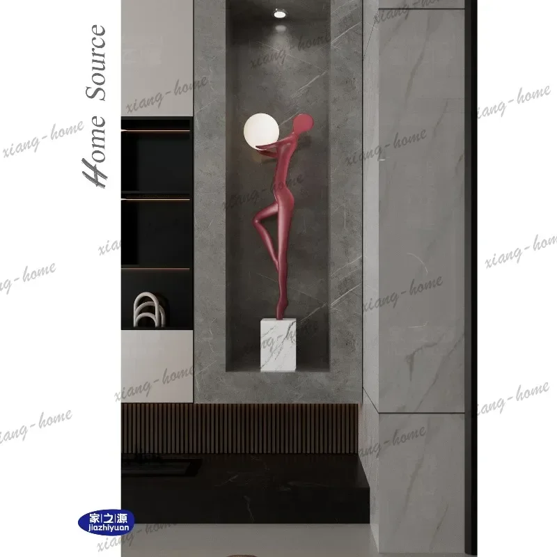 Abstract ballet figure holding ball floor lamp statue living room dining room study large ornament
