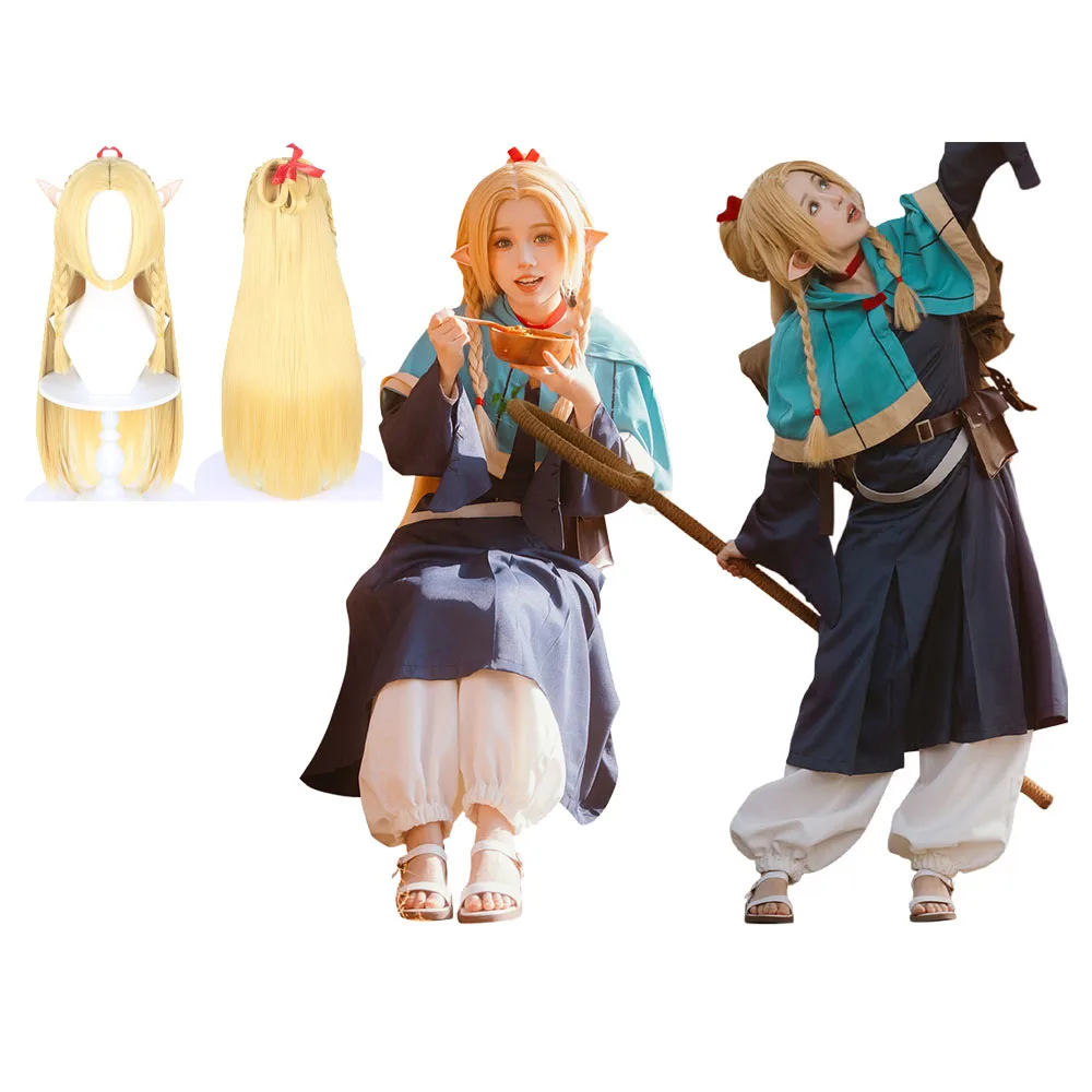 Fantasia Cloak Costume Marcille Cosplay Dress Disguise Adult Women Outfit Halloween Carnival Suit Anime Delicious in Dungeon