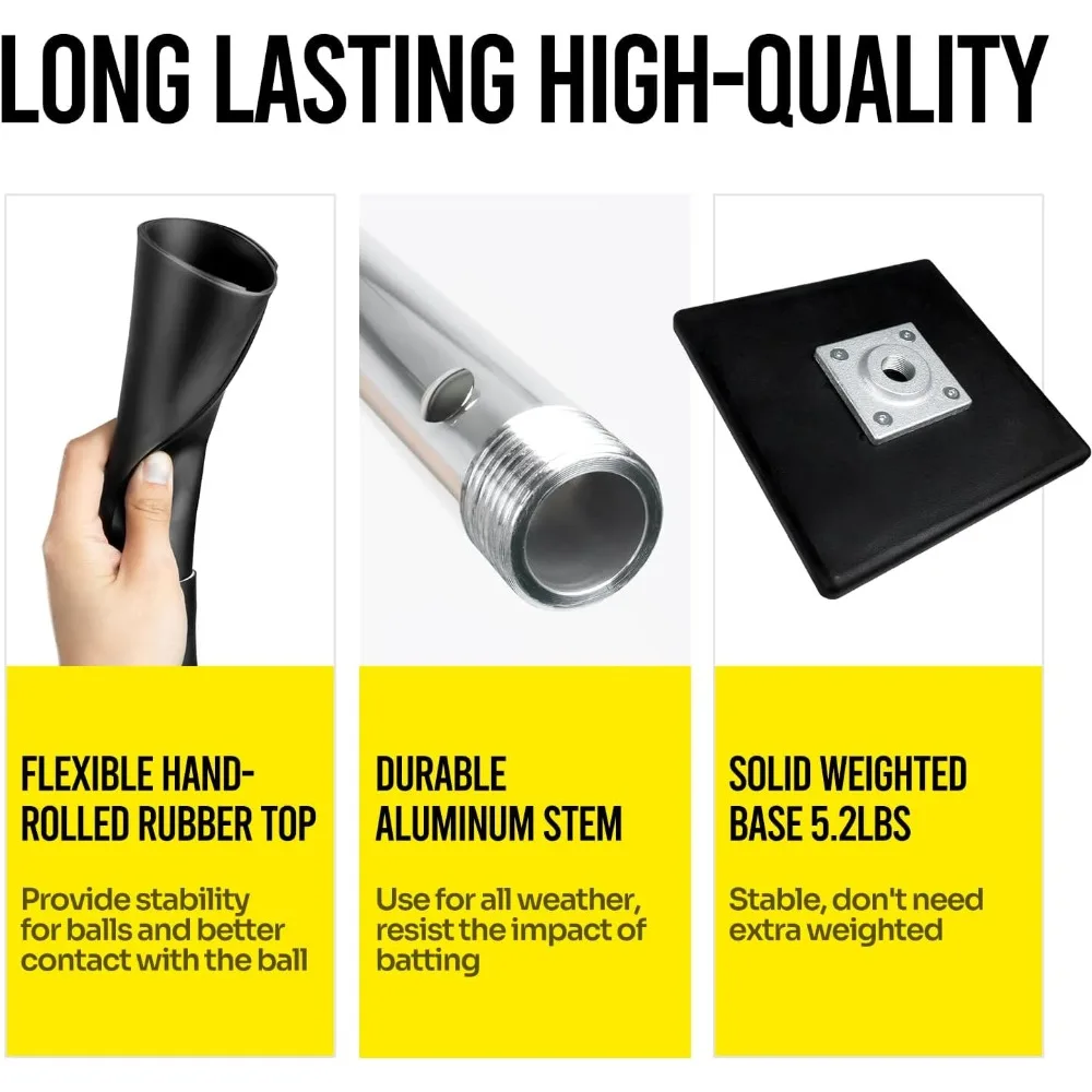 

Portable Batting Tee for Baseball/Softball, Height Adjustment from 25-37 inch,Easy Transport Premium Baseball Tee with Rubber