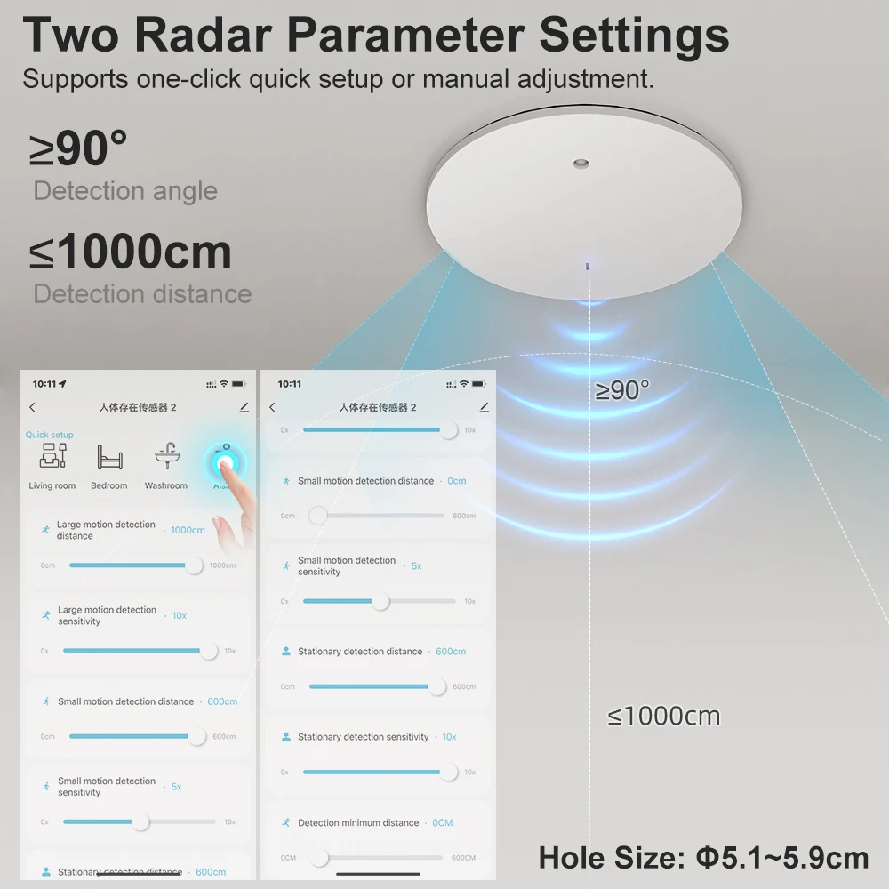 Zigbee 3.0 Motion Sensor 24GHZ MmWave Human Body Presence Sensor For Light Switch Luminosity Detection 110/220V Tuya Smart Home