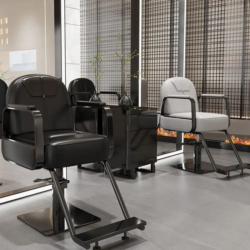 Stainless Steel Barbershop Salon Chair Adjustable Feet 360 Degree Swivel/Reclining Perming/Dyeing Hair Cutting Beauty Chair For