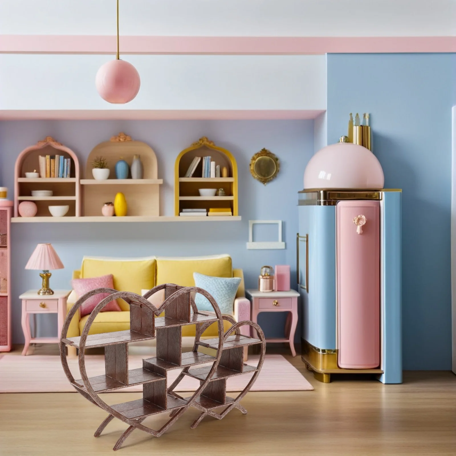 3Pcs 컴팩트 인형의 집 보관 선반 현실적인 미니어처 디스플레이 랙 여행용으로 이상적 홈 플레이 공간 절약 디자인 기능