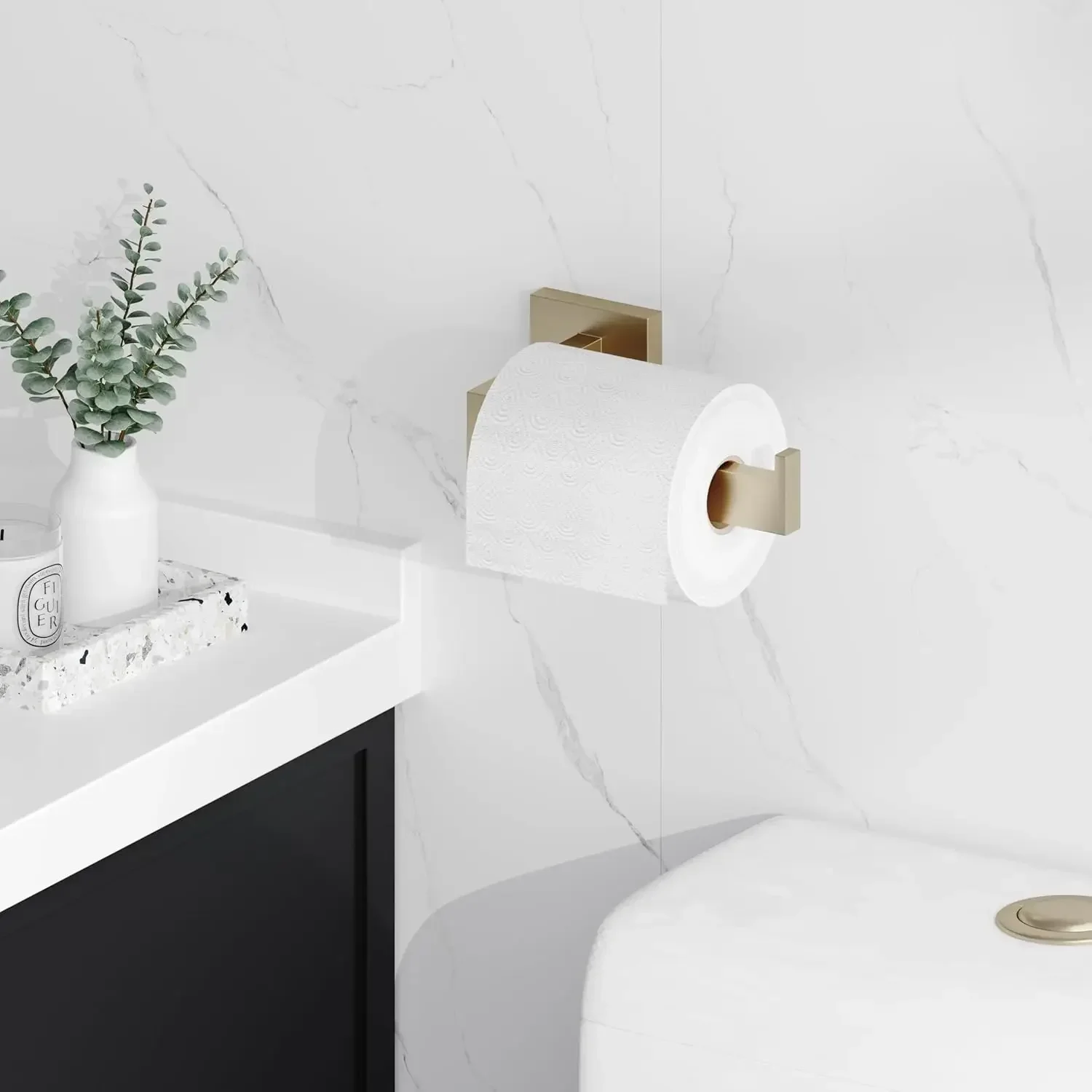 

[XMSJ] Набор аксессуаров для ванной комнаты из 20 предметов из матового золота — вешалка для полотенец 23,6 дюйма, кольцо для полотенец, держатель и крючки для туалетной бумаги, настенная ба