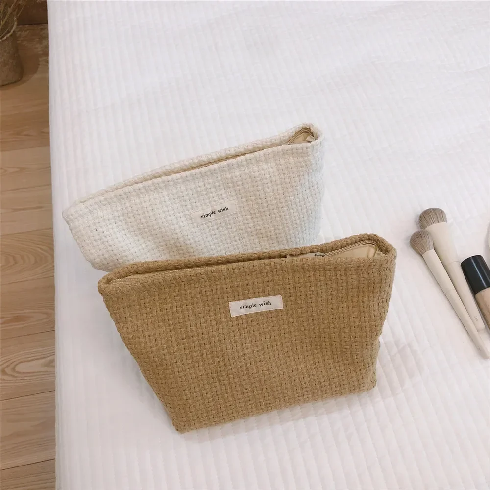 Canvas Women\'s Cosmetic Bag Cloth Female Makeup Pencil Cases Handbags Lipsticks Organizer Fashion Zipper Clutch Phone Purses