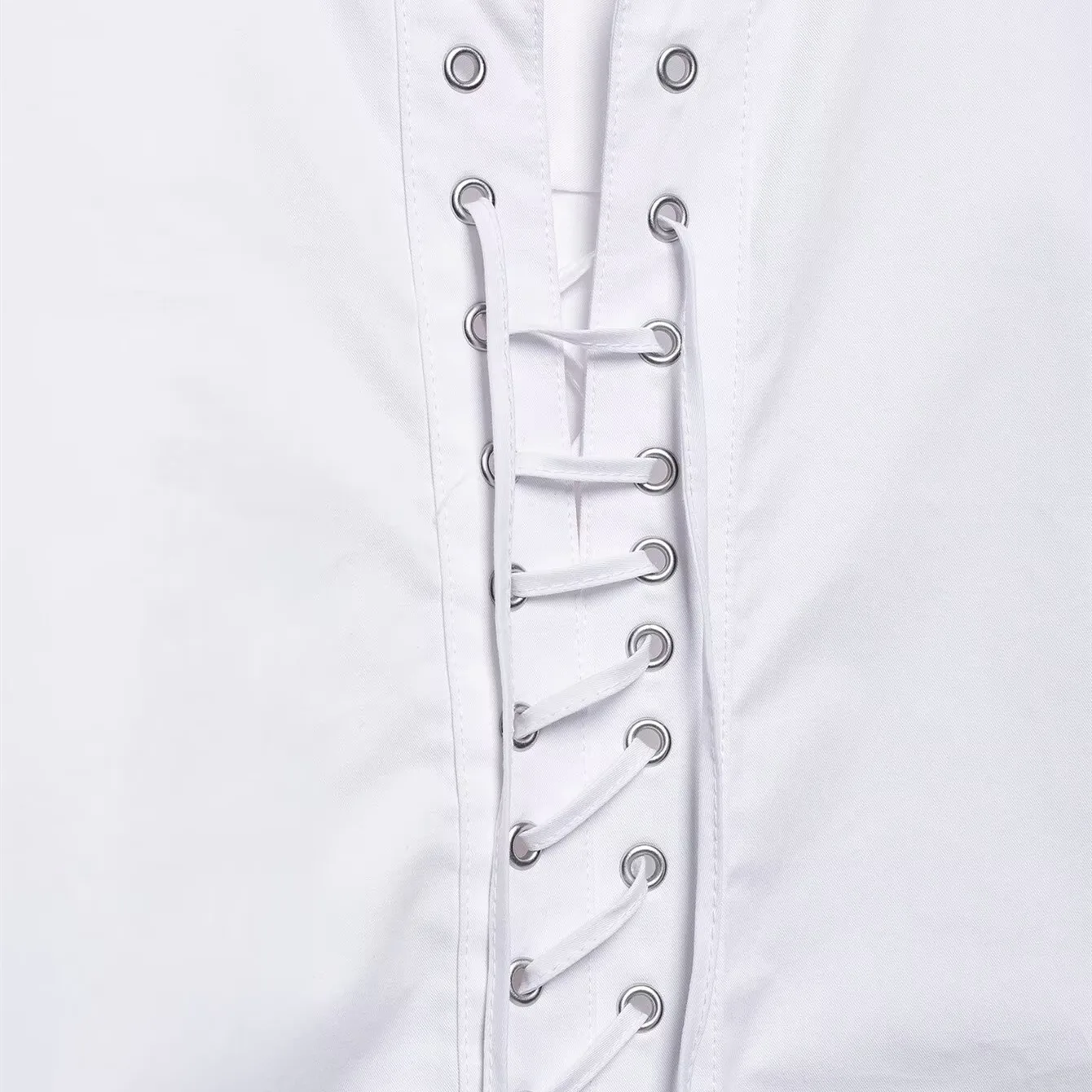 Spring White Lapel Loose Women's Shirts Long Sleeve Holllow Drawstring Lapel Blouses Female 2025 New Street Female All-match Top