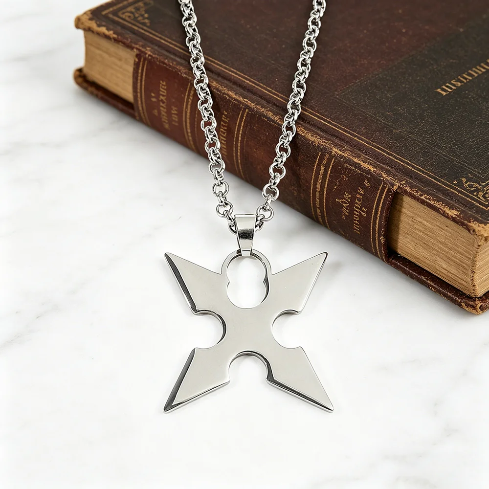 Silver Plated Roxas Necklace Kingdom Hearts Inspired Anime Character Cosplay Pendant for Fans Jewelry Accessory