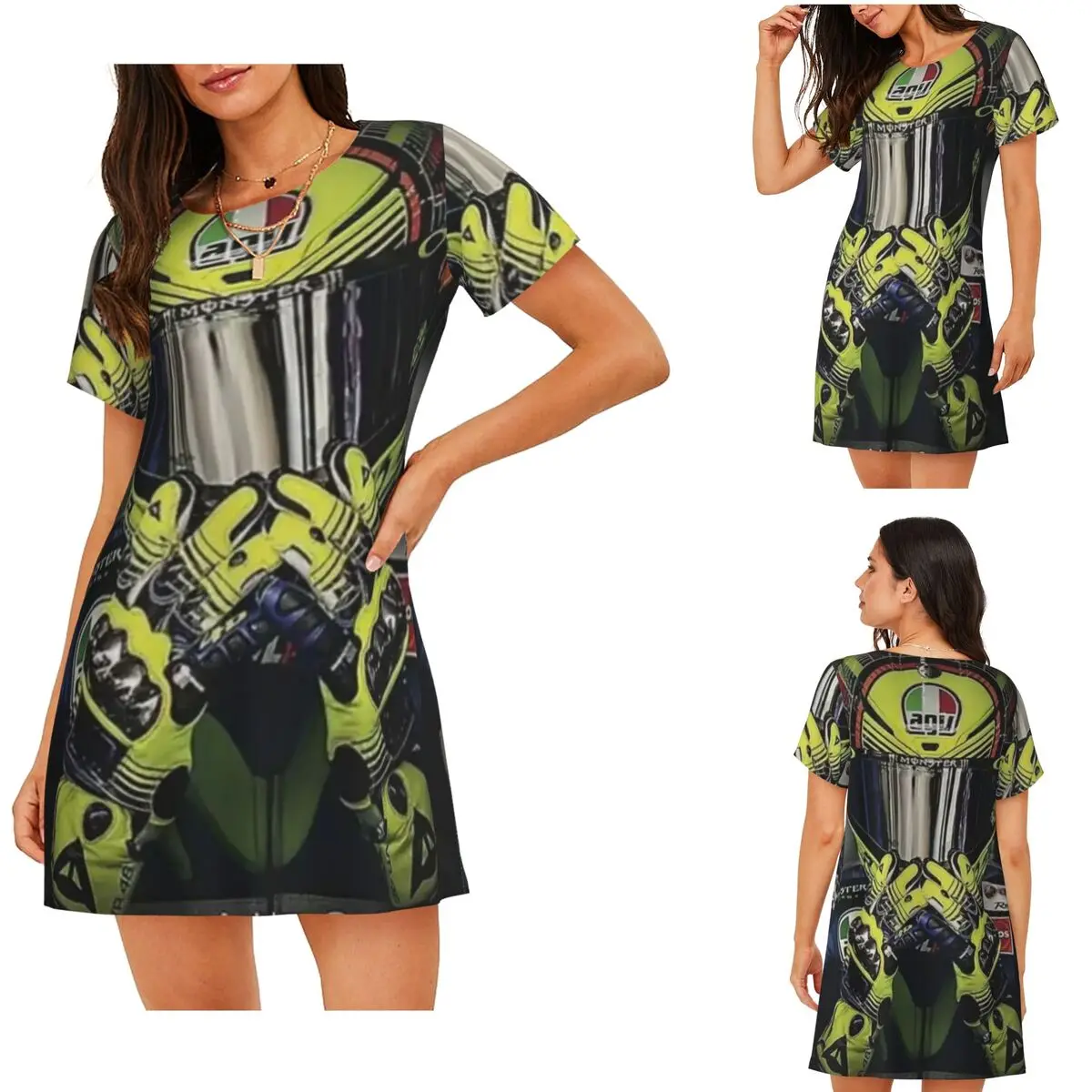 Moto Gp Rossi Race Racing Racer Short Sleeves Nightdress For Sleeping Sleepshirts Women  Nightgowns Loose Pajama Dress