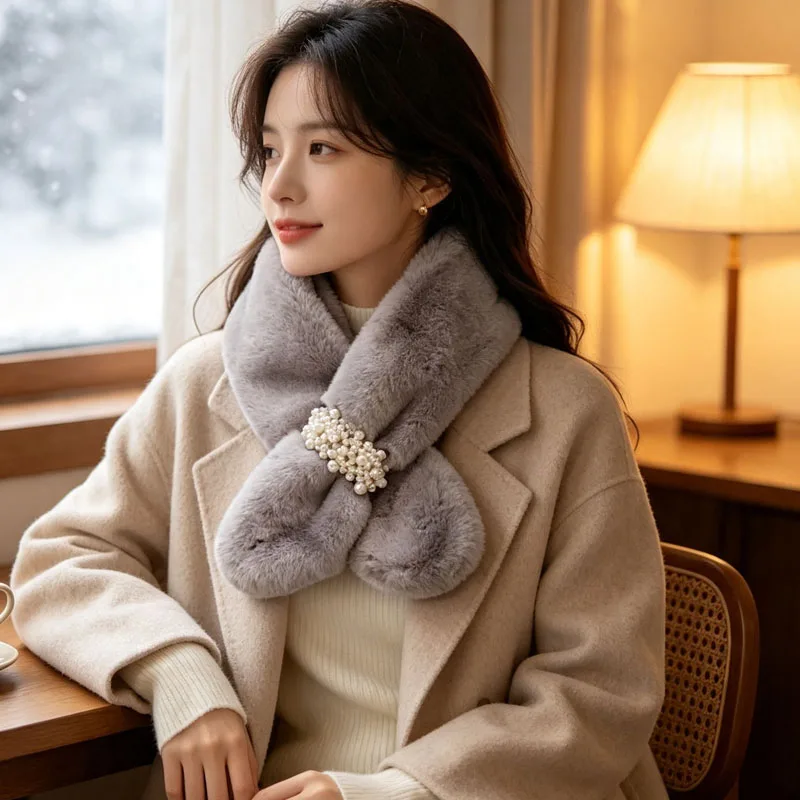1-5PCS Women Winter Thick Knitted Scarf Korean Style Double Sided Warm Neck Wrap Cute Student Casual Daily Wear Premium Gift