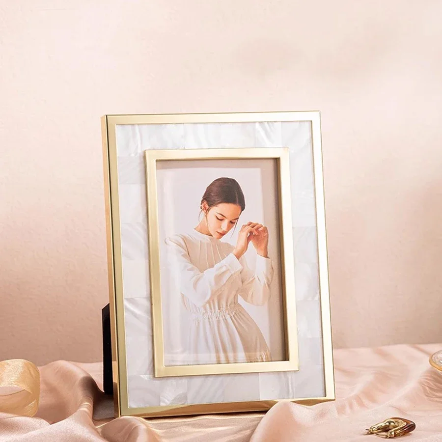 

Decoration Photo Frame Rectangle Offic Etable Metal Photo Frame Ornament Wedding Family Holder Stand Unique Fotolijst Room Decor