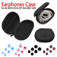 Earphones Oval Case Black PU Leather Headphones Storage Bag for KZ CCA Wired Earphones Earbuds Protective Absorption Case