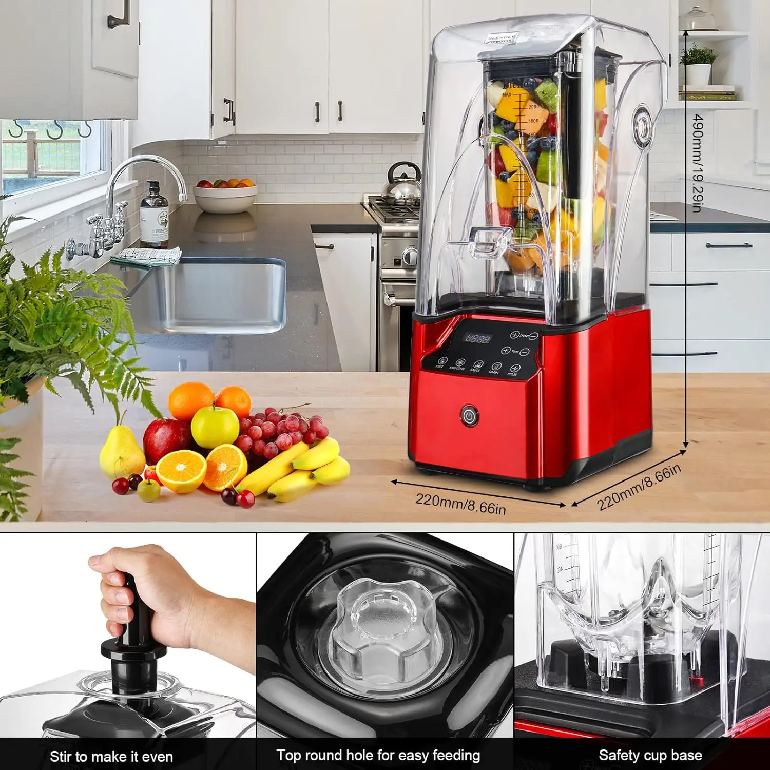 เครื่องปั่นสําหรับห้องครัว,เครื่องปั่นเคาน์เตอร์มืออาชีพความเร็วสูง 200W พร้อมที่อยู่อาศัยกันเสียง,เครื่องปั่นเงียบเชิงพาณิชย์สําหรับการสั่น