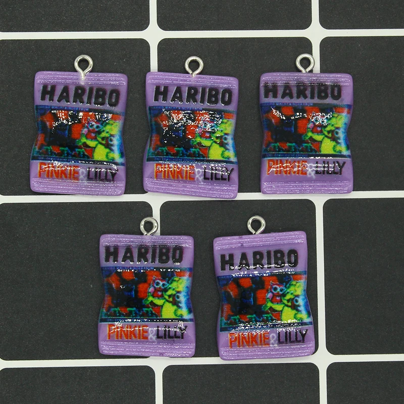 10 قطعة الأوروبية الجميلة الحلوى الراتنج الغذاء السحر محاكاة السكر وجبة خفيفة التعبئة والتغليف حقيبة المعلقات المسطحة لصنع المجوهرات القرط #6