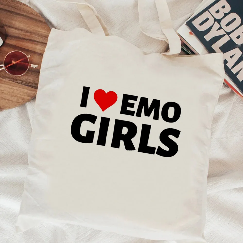 

i Love Emo Girls shopping bag grocery shopper bolsa handbag bolso cotton bag reciclaje foldable bolsas ecologicas jute sac tissu