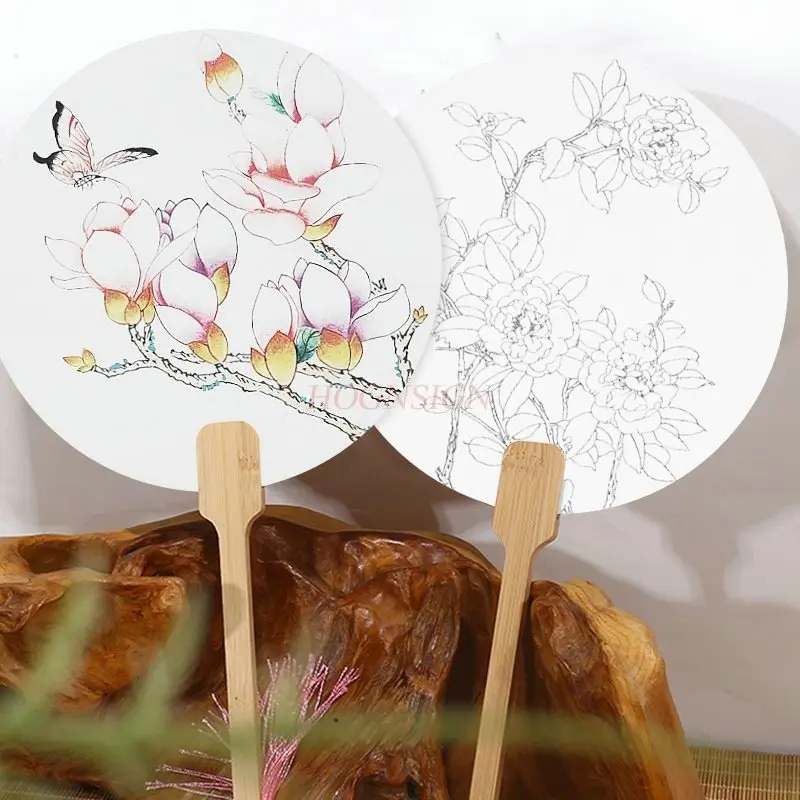 

1 шт. Gongbi живопись белый рисунок рукопись китайская живопись цветок и птица линия рукописная зрелая сюань бумага веерная поверхность