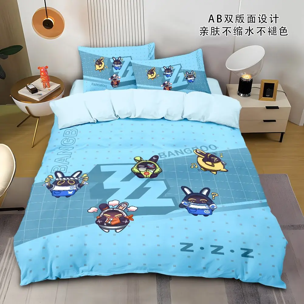miHoYo Game Bangboo Four-Piece Set Zenless Zone Zero Bangboo Bed Sheet Duvet Cover Pillowcase Doujin Prop Cosplay Halloween Gift 3