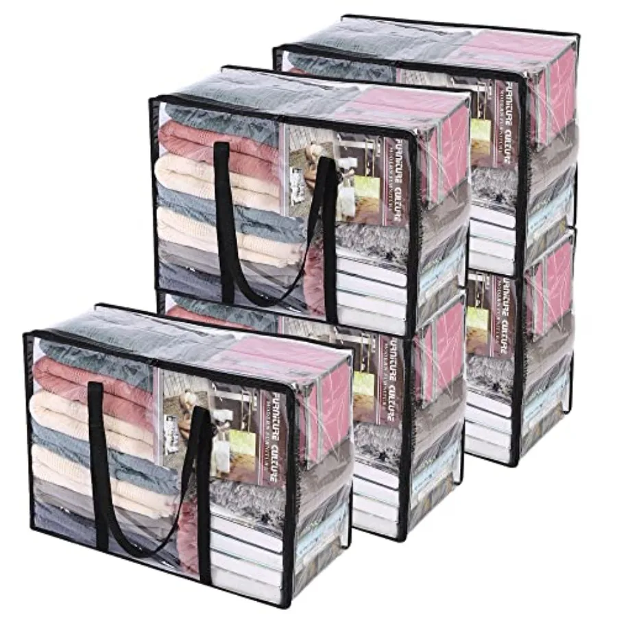

Clear Comforter Storage Bag, Clothes Storage Bag with Zipper Closet Organizer, Plastic Storage Containers Moving bags for Comfo