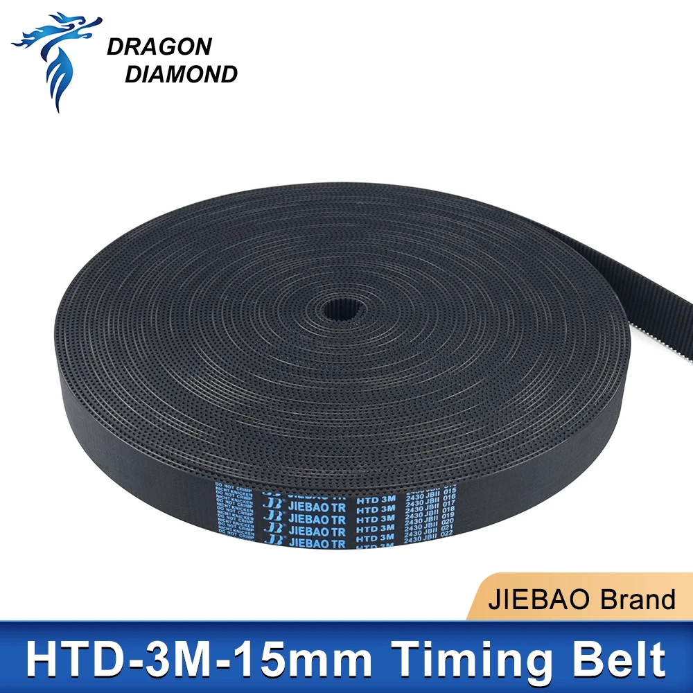 JIEBAO HTD-3M Open Timing Belt Width 15mm 20mm PU Transmission Belt Strap For Co2 Laser Engraving Cutting Machine