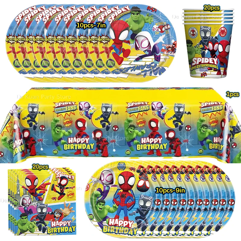 New Spidey And Friends Cup Plate Kit Kids Favors Boy 1-9st Birthday Party Decoration Baby Shower Supplies Spider-man Candles
