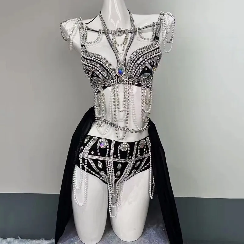 الفاخرة لامعة الراين بيكيني ارتداءها ملهى ليلي بار مثير زي المغني راقصة المرحلة نادي حفلة عيد ميلاد مهرجان الهذيان الزي