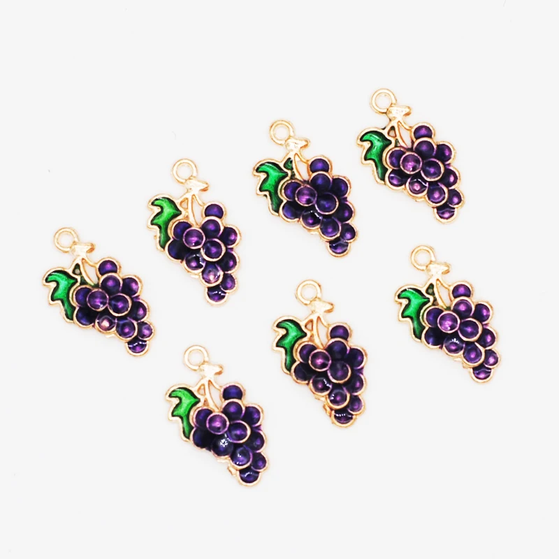 10/20/50pcs 9*17 Enamel Purple Grape Charms For Earrings Necklaces Making Cute Fruit Charms Handmade DIY Jewelry Accessories