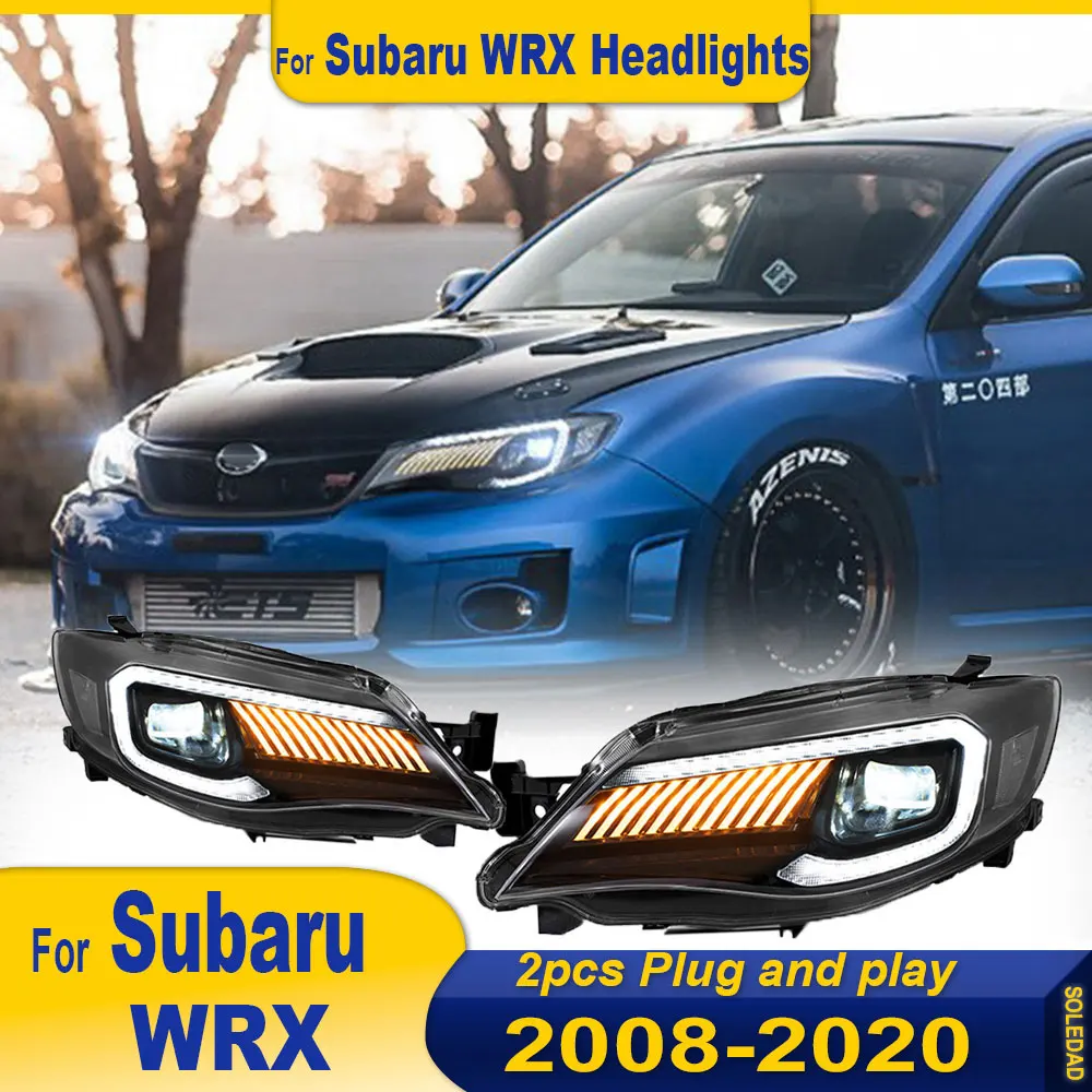 

Автомобильные светодиодные фары для Subaru WRX 2008-2020, светодиодные фары, светодиодные фары DRL, линзы проектора, динамические автоаксессуары