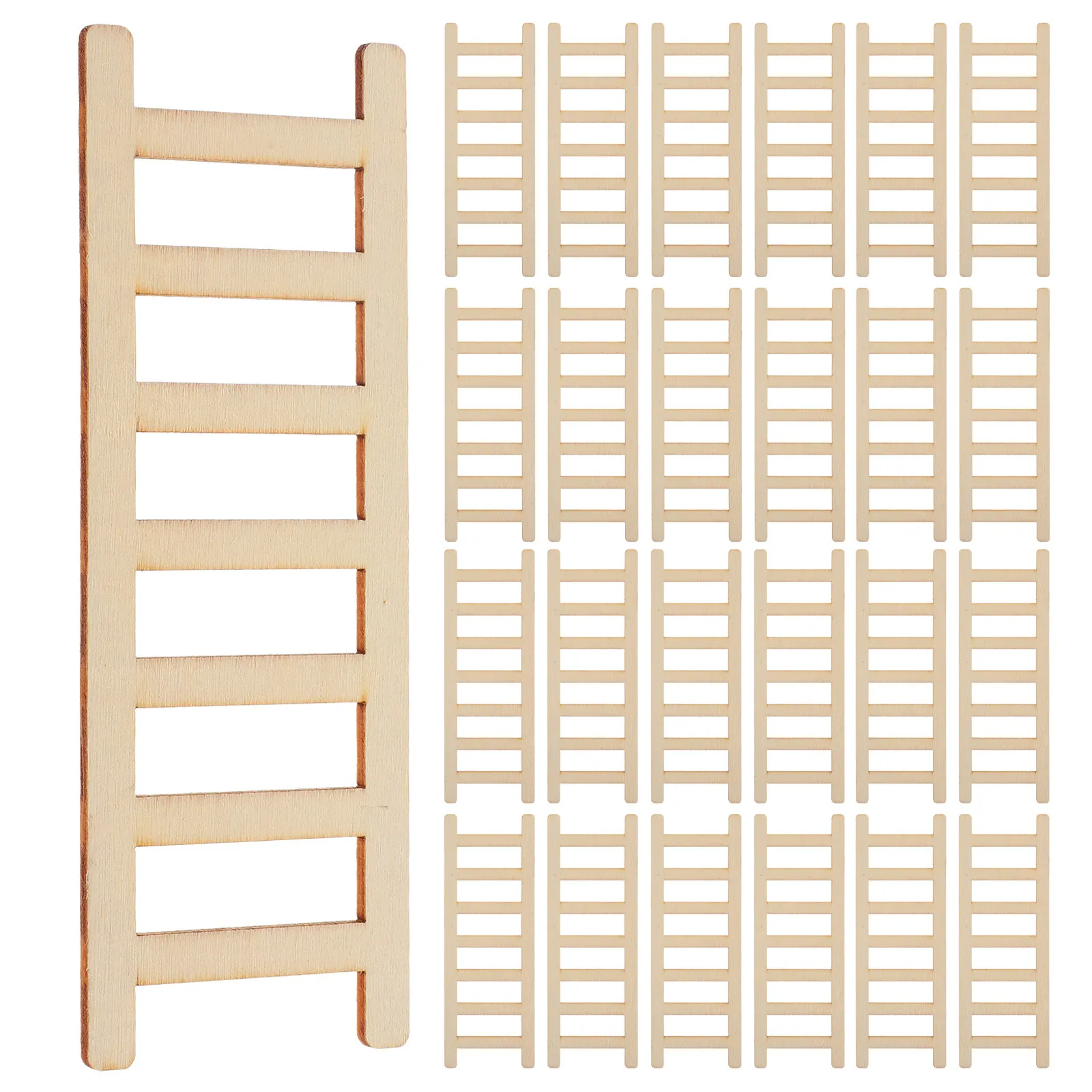 50Pcs Wooden Mini Ladder Miniature Staircase Compact Design Ideal Fairy Garden Micro Landscape Ornament Mini Ladder