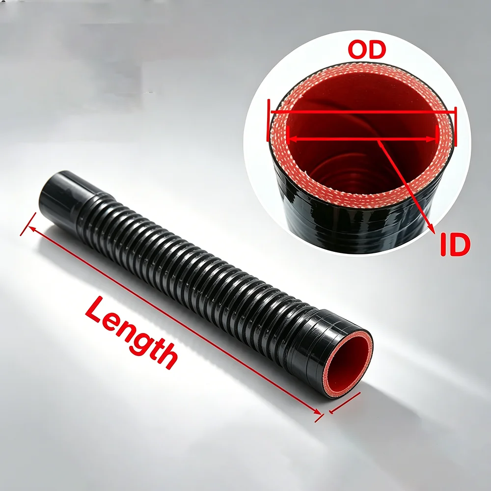Automobile universal silicone hose ID16-110mm high pressure and high temperature steel wire corrugated connecting pipe