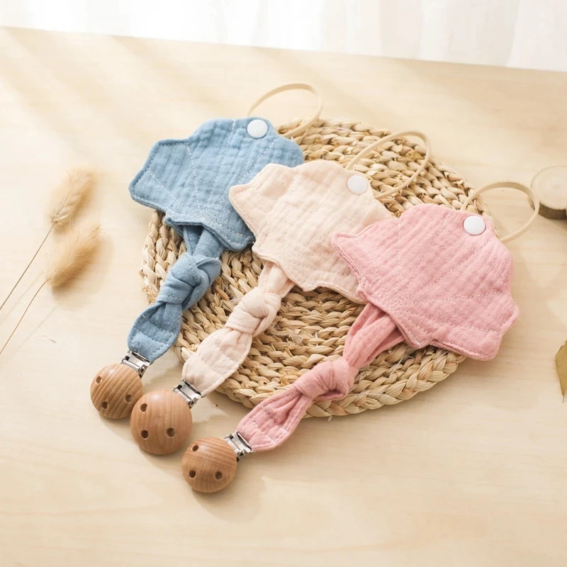Baby Pacifier Clip with Shell Design, Cotton Chain & Silicone Holder, Anti-Drop Soother Clip with Storage Box, Removable