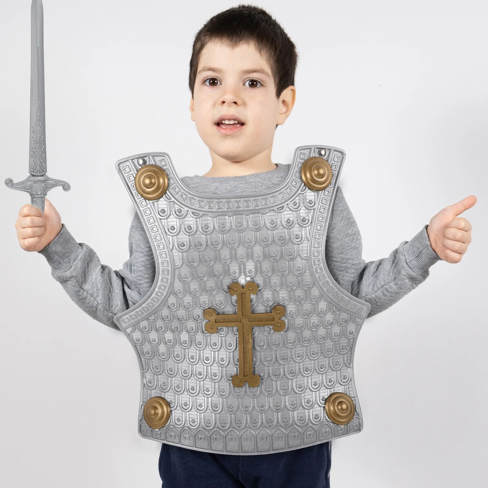 

Retro Roman Armor Costume for Kids Realistic Toy Set Durable Plastic Sturdy Craftsmanship Portable Small Size Play Props Boys