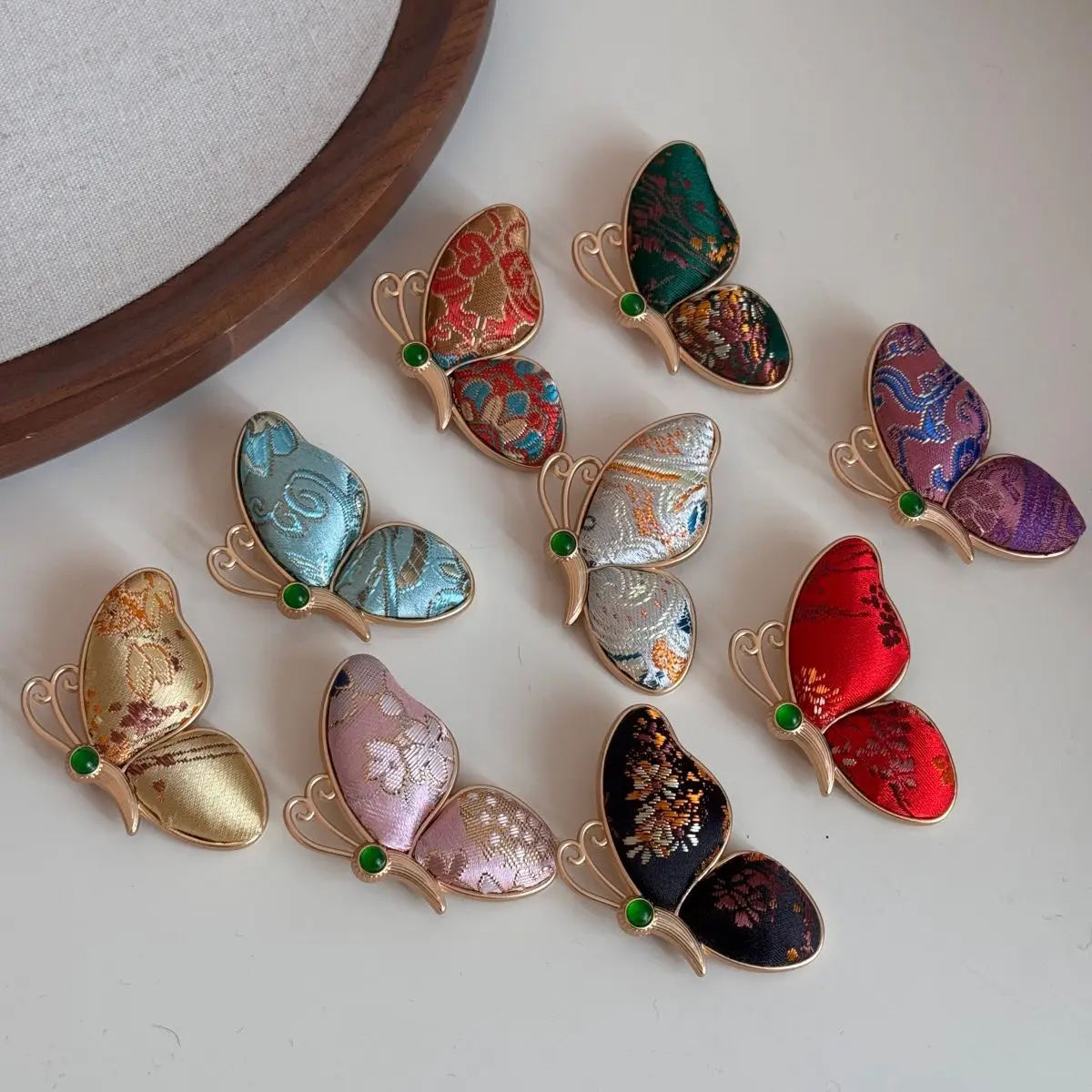 Exquisite Song Brocade Butterfly Brooch Luxurious for Women, Vintage Aesthetic Brooch Pin, Lapel Jacket Gift Party Chic Unique