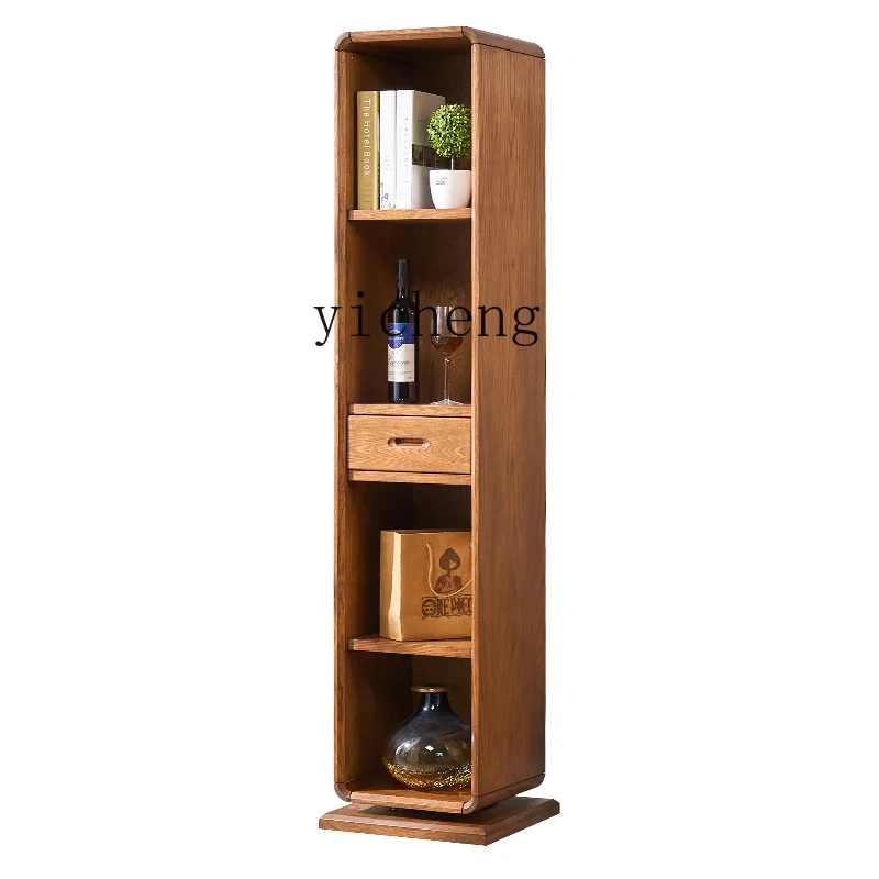 TQH Full Body Storage Fitting Mirror Rotating Solid Wood Floor Mirror Practical Shoe Cabinet