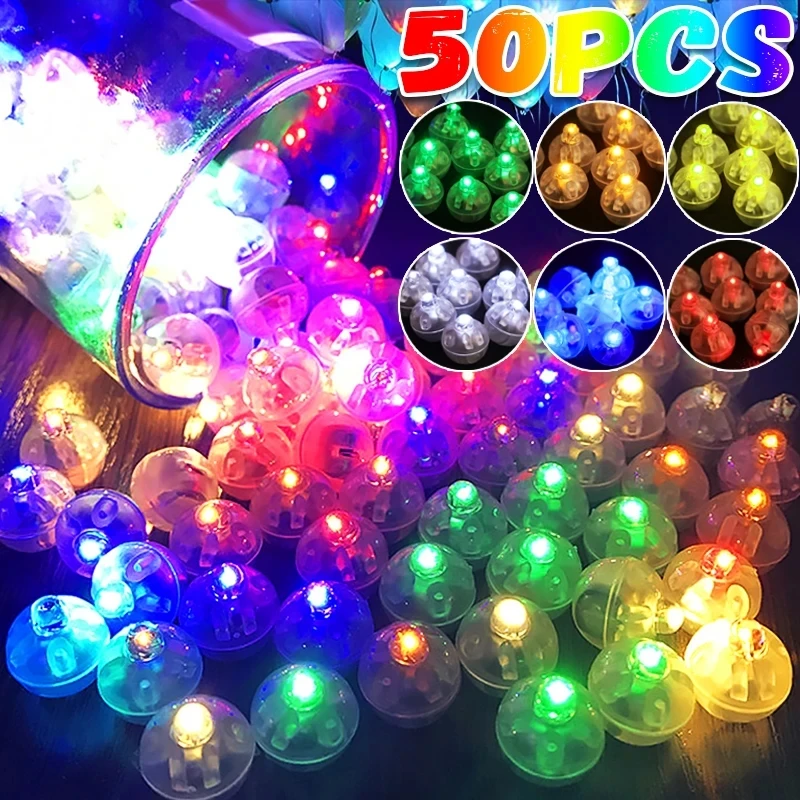 50-200Pcs Mini LED Balloon Light Colorful Flashing Luminous Tumbler Ball Lamp Lantern Light Christmas Wedding Party Decorations