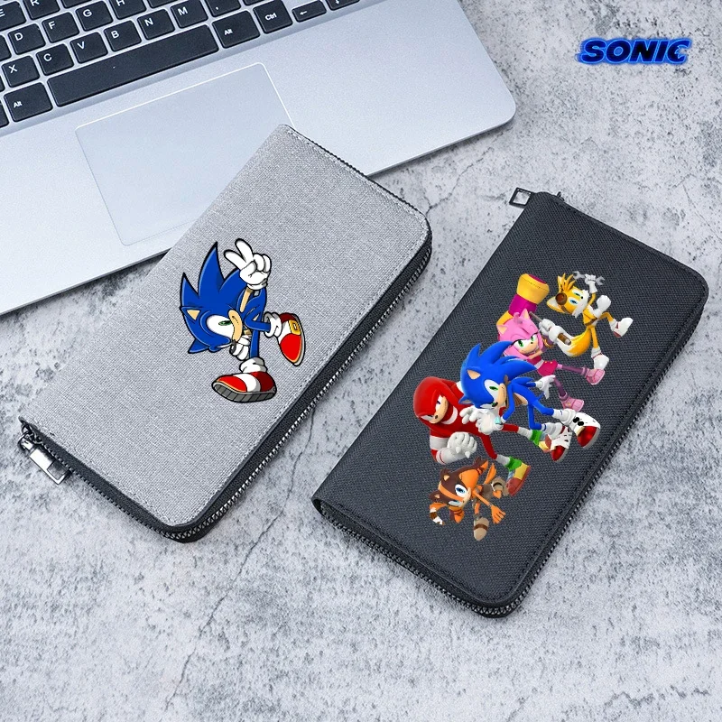 New Sonics Men Wallet Boy Cute Cartoon Anime Character Print Purse Cool Multi Card Slot Card Bag Large Capacity Zero Wallet Gift