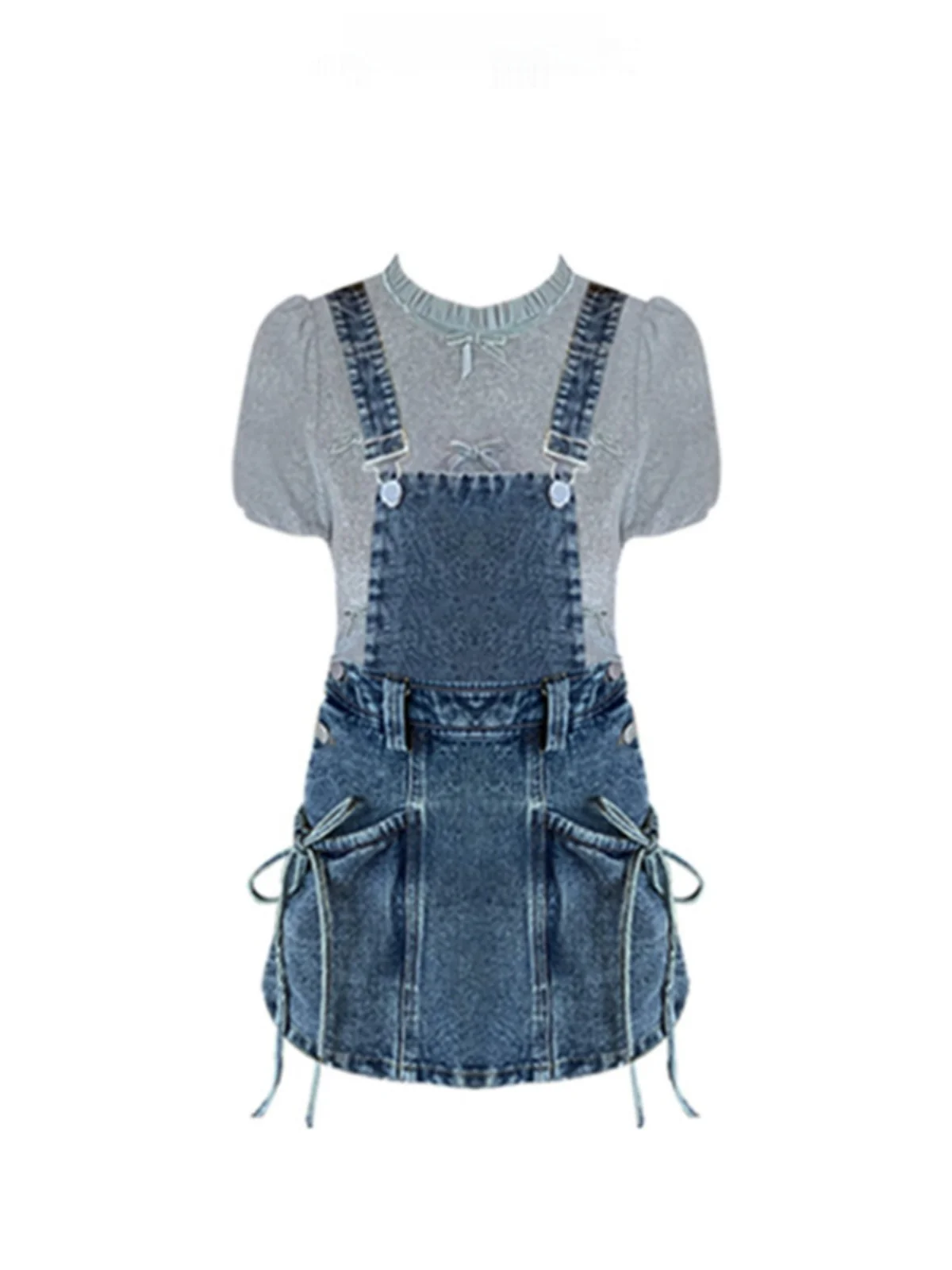 

Винтажные джинсовые юбка-брюки Ang Home из хлопка с бантом для женщин, весна-лето, модные, больших размеров