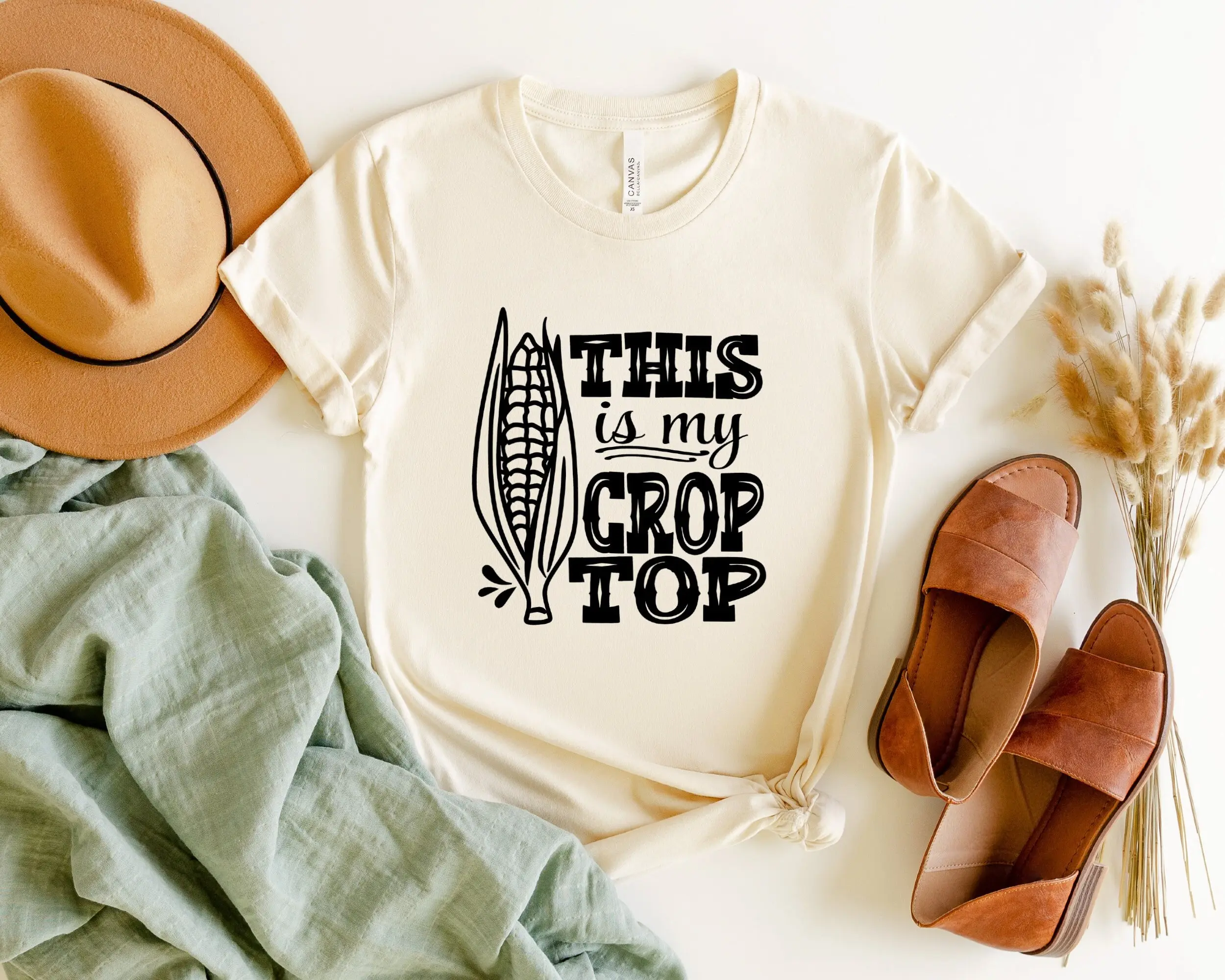 This Is My Crop Top T Shirt Corn Husk Cutting Country Farm Cowgirl Cowboy Halloween Retro Vintage For Her