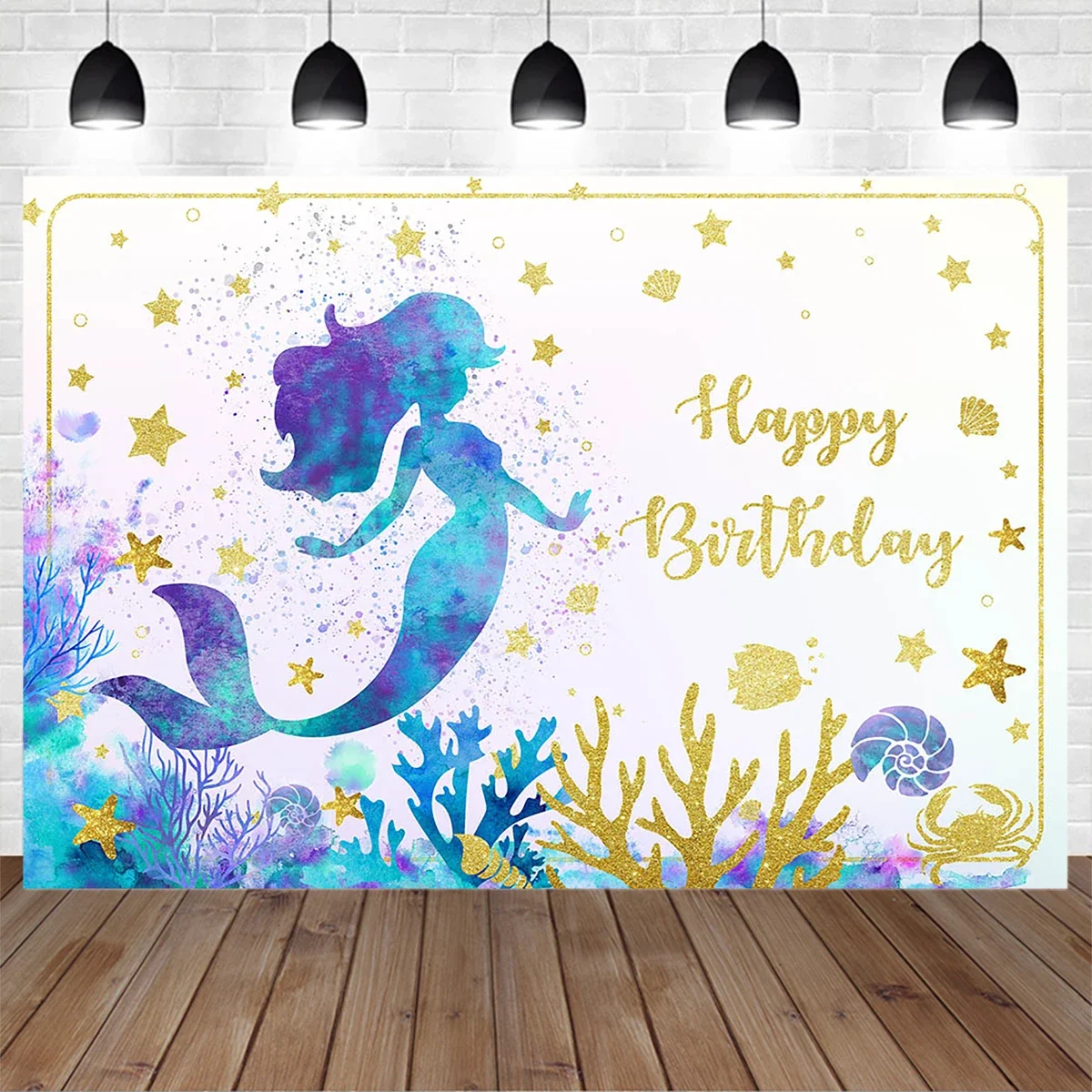 

Underwater Mermaid Princess Photography Background for Studio Pearl Shell Blue Backdrop Newborn Girl Cake Smash Shoot Photo Prop