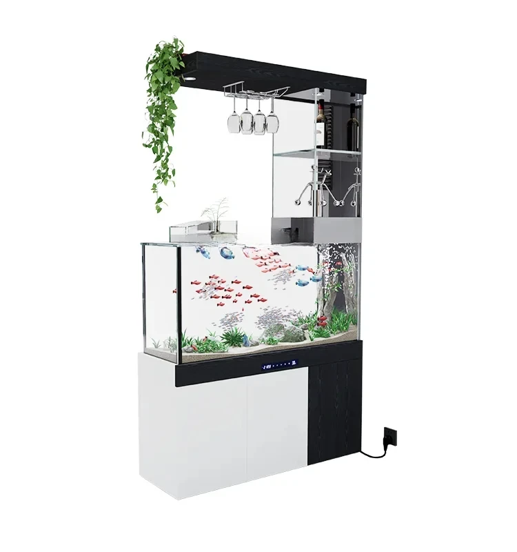 

Fish Tank Living Room Small Intelligent Ecological Change Water Bottom Filter TV Cabinet next to Glass Aquarium