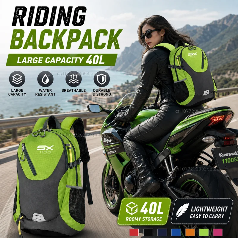 For KAWASAKI 1100sx Ninja 1100 SX SE 2025-2026 Large Capacity WaterprooRacing travel Men waterproof Backpack Bag Motorcycle Gift