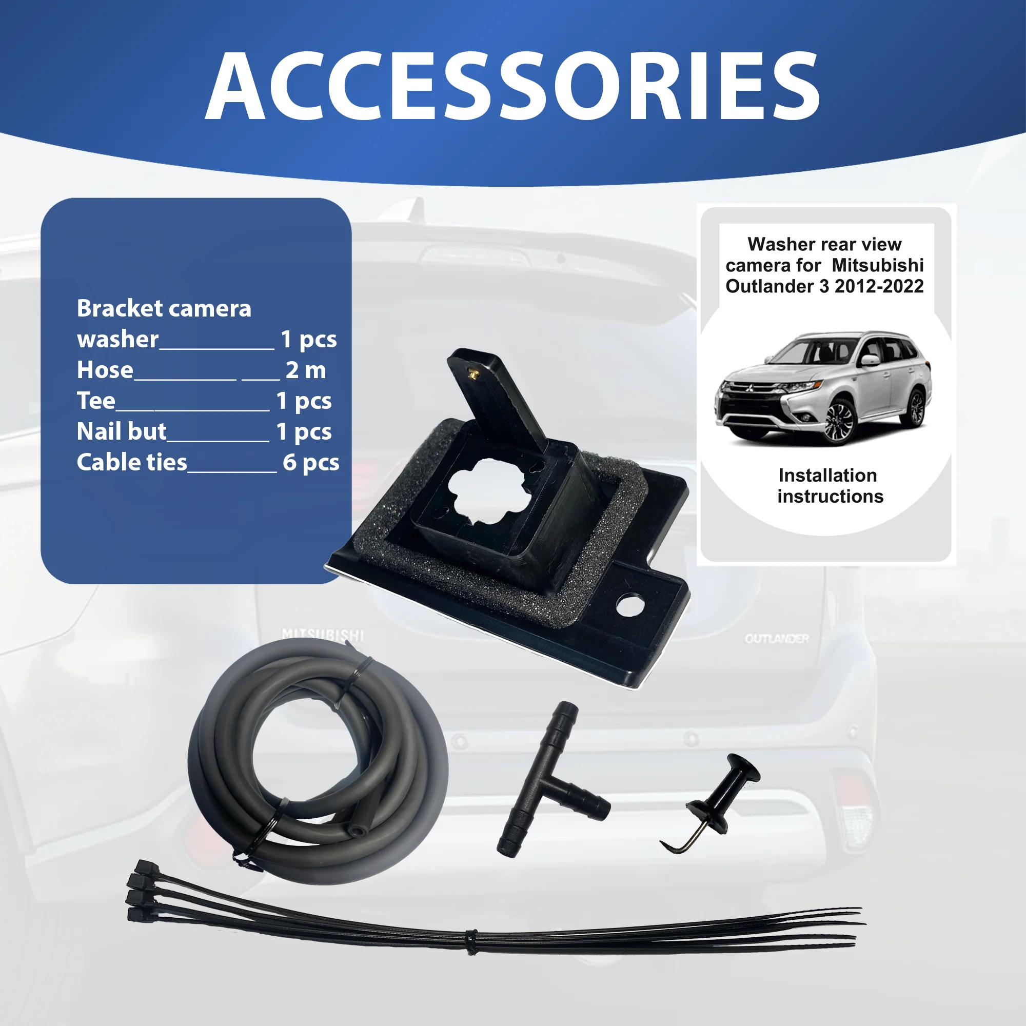For Original Mitsubishi Outlander 3 2012-2022 Car Parking Assist Rear View Camera washer automatical cleaner