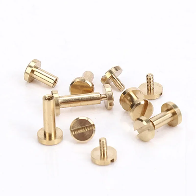 10pcs Solid Brass Binding Chicago Screws Nail Stud Rivets For Photo Album Leather Craft Studs Belt Wallet Fasteners 6mm cap